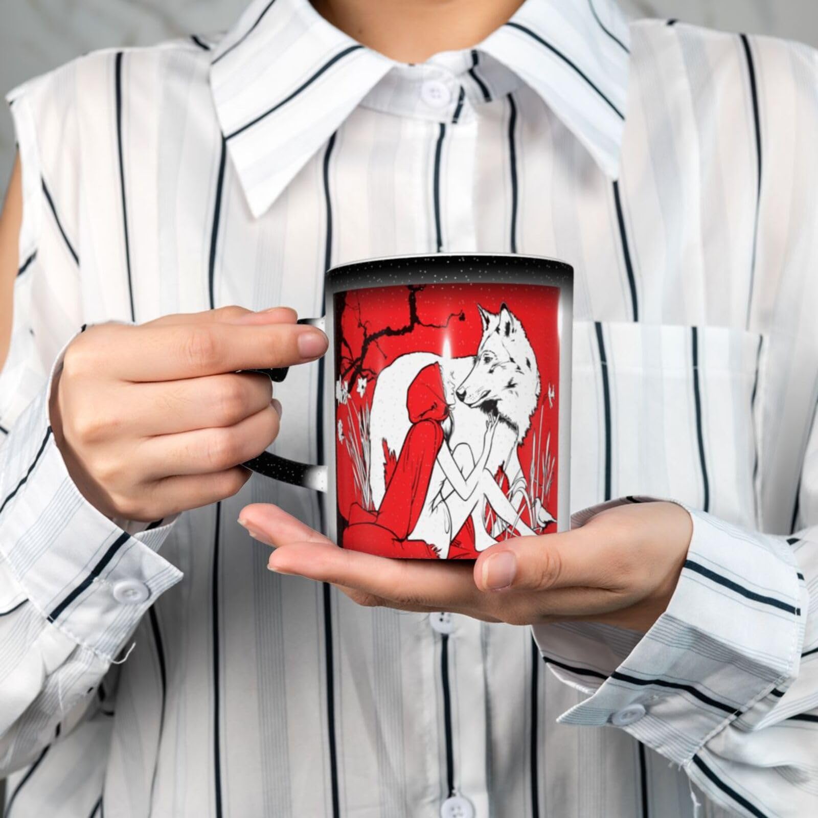 Amazon.co.jp: 赤ずきんとオオカミ コーヒーカップ おしゃれ 陶器 色が